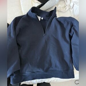 Aritzia Navy Blue Quarter-Zip Sweatfleece